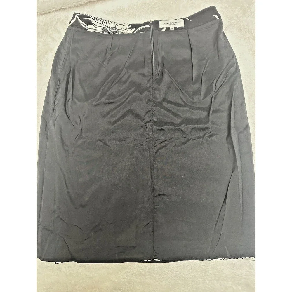 Anna Rachele Women's Floral Black & White Pencil Lined Midi Skirt Sz 8/44 Italy